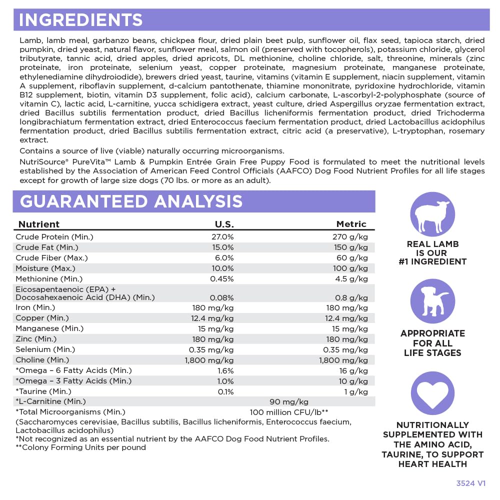 NutriSource Pure Vita Puppy formula supports training focus and daily energy