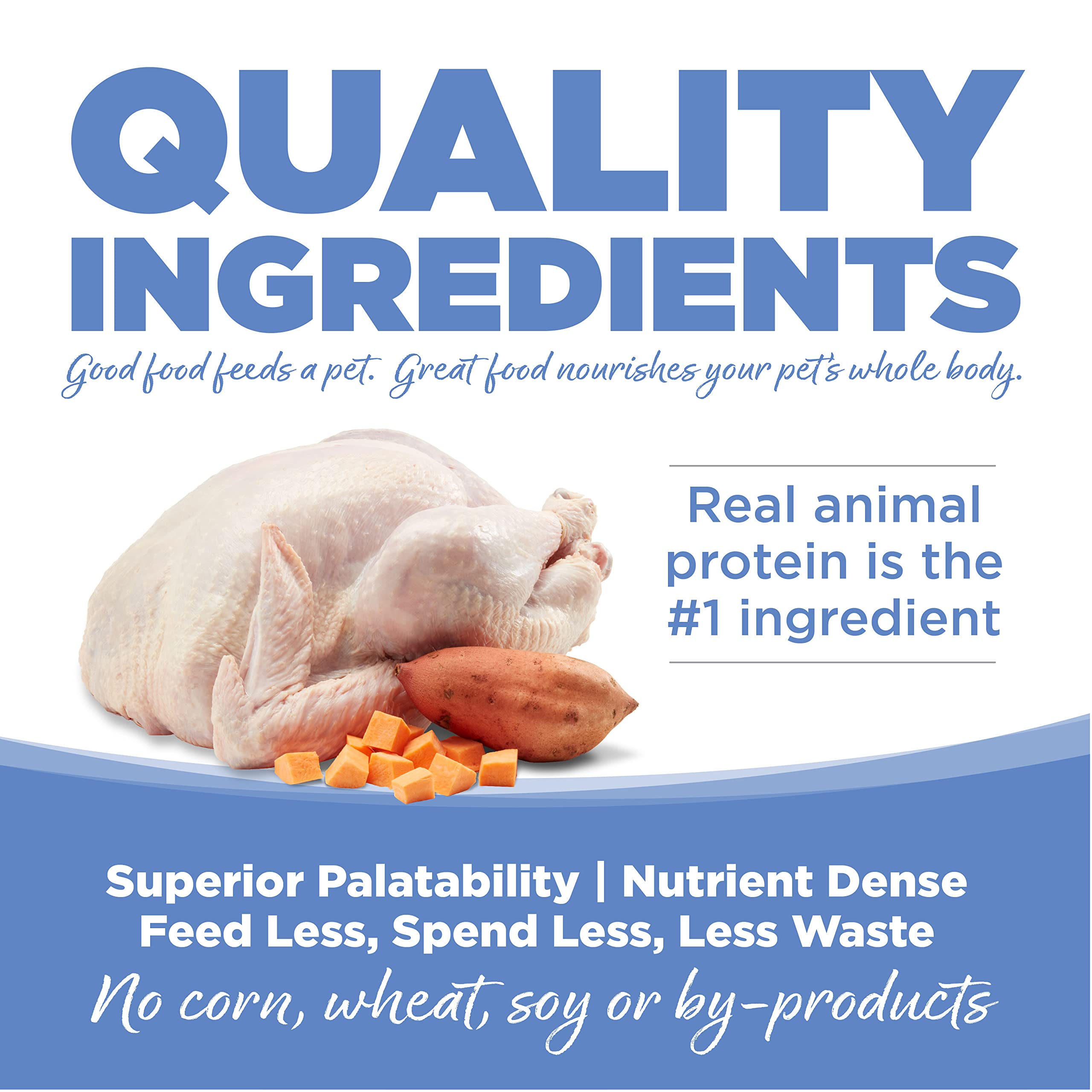 NutriSource Pure Vita grain-free formula supports versatile all-life-stages feeding.