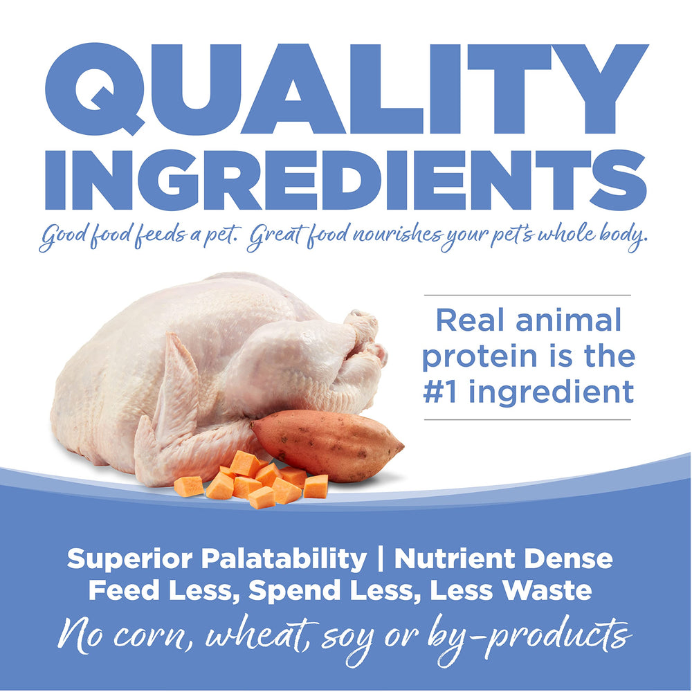 NutriSource Pure Vita grain-free formula supports versatile all-life-stages feeding.