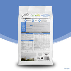 NutriSource Pure Vita kibble close-up shows grain-free texture and bite size.