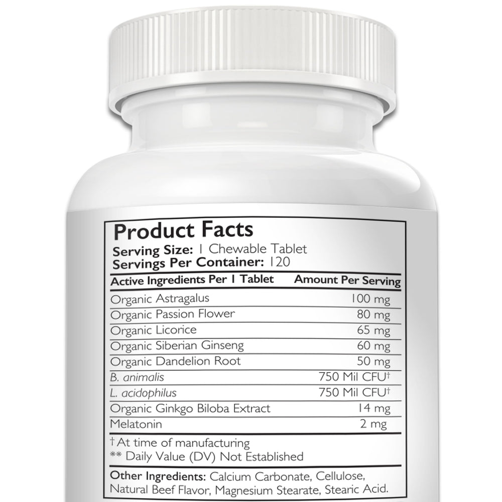 Nutrition Strength Adrenal Support for Dogs 120 tablets packaging for long-term care.
