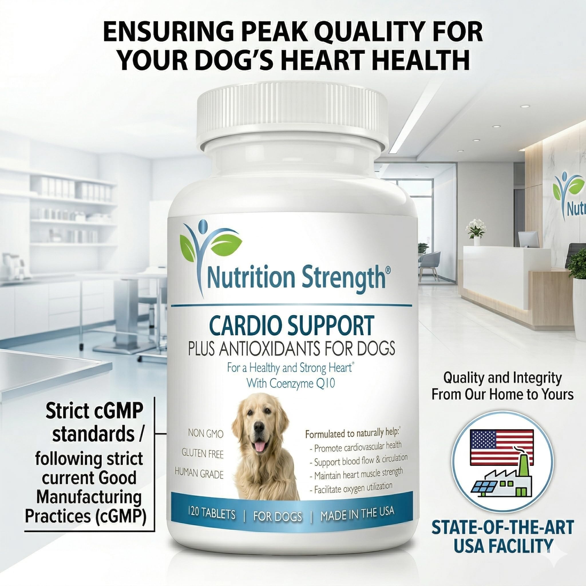 Nutrition Strength Cardio Support Made in USA badge on packaging.