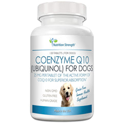 Nutrition Strength CoQ10 for Dogs chewables promote heart health and energy.