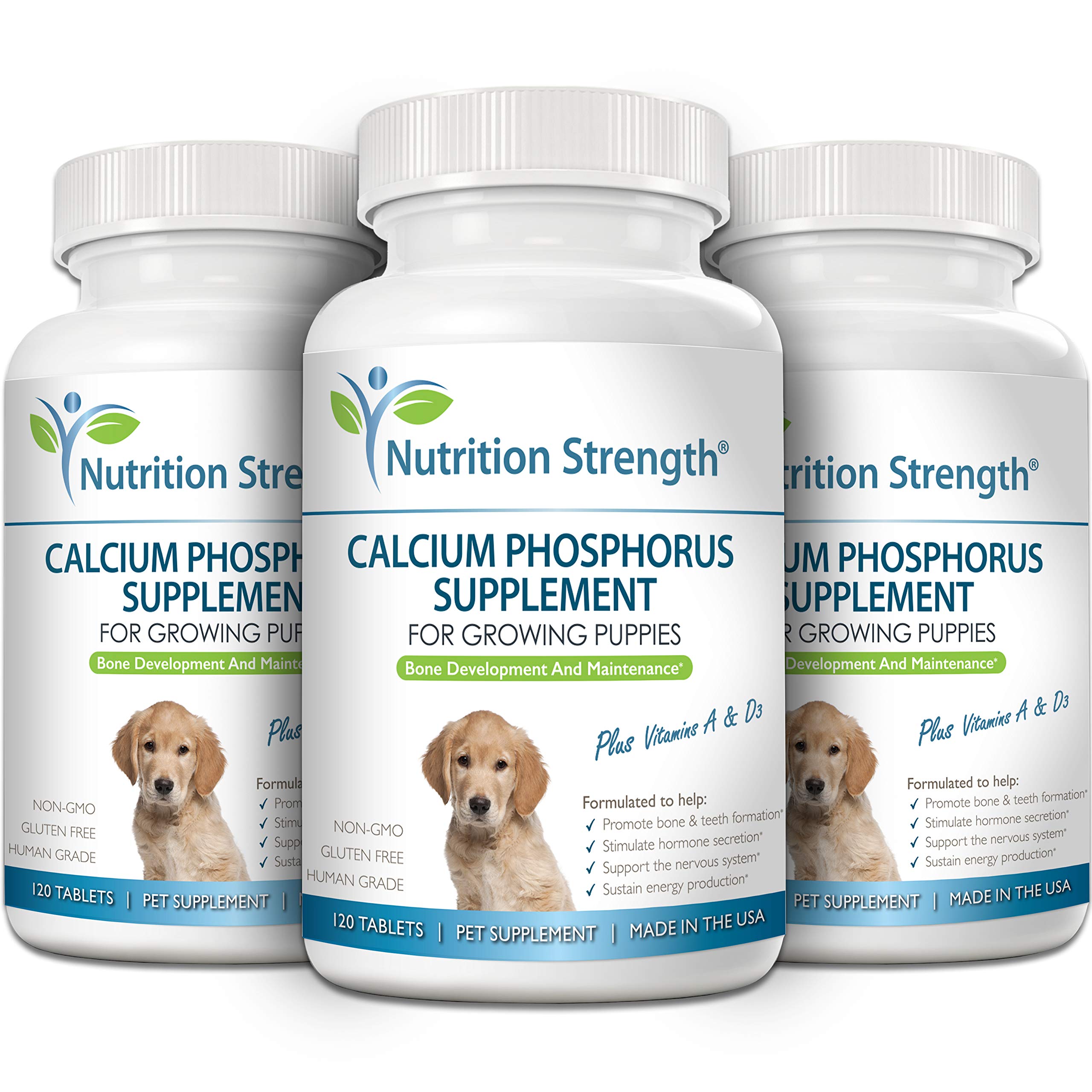 Nutrition Strength dog supplement packaging showing easy daily dosing for pets.