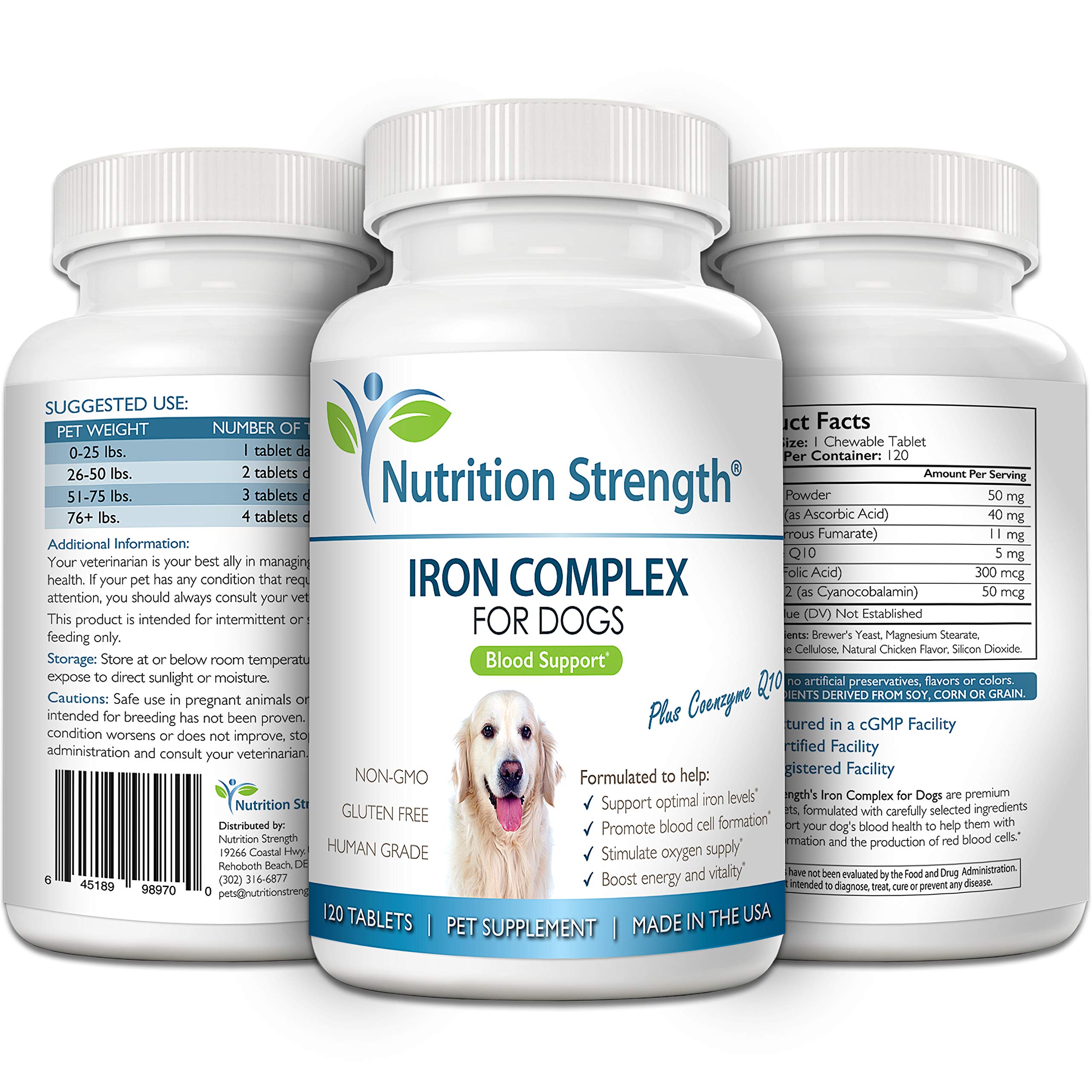 Nutrition Strength packaging image reinforces simple dosing for dogs of all sizes.