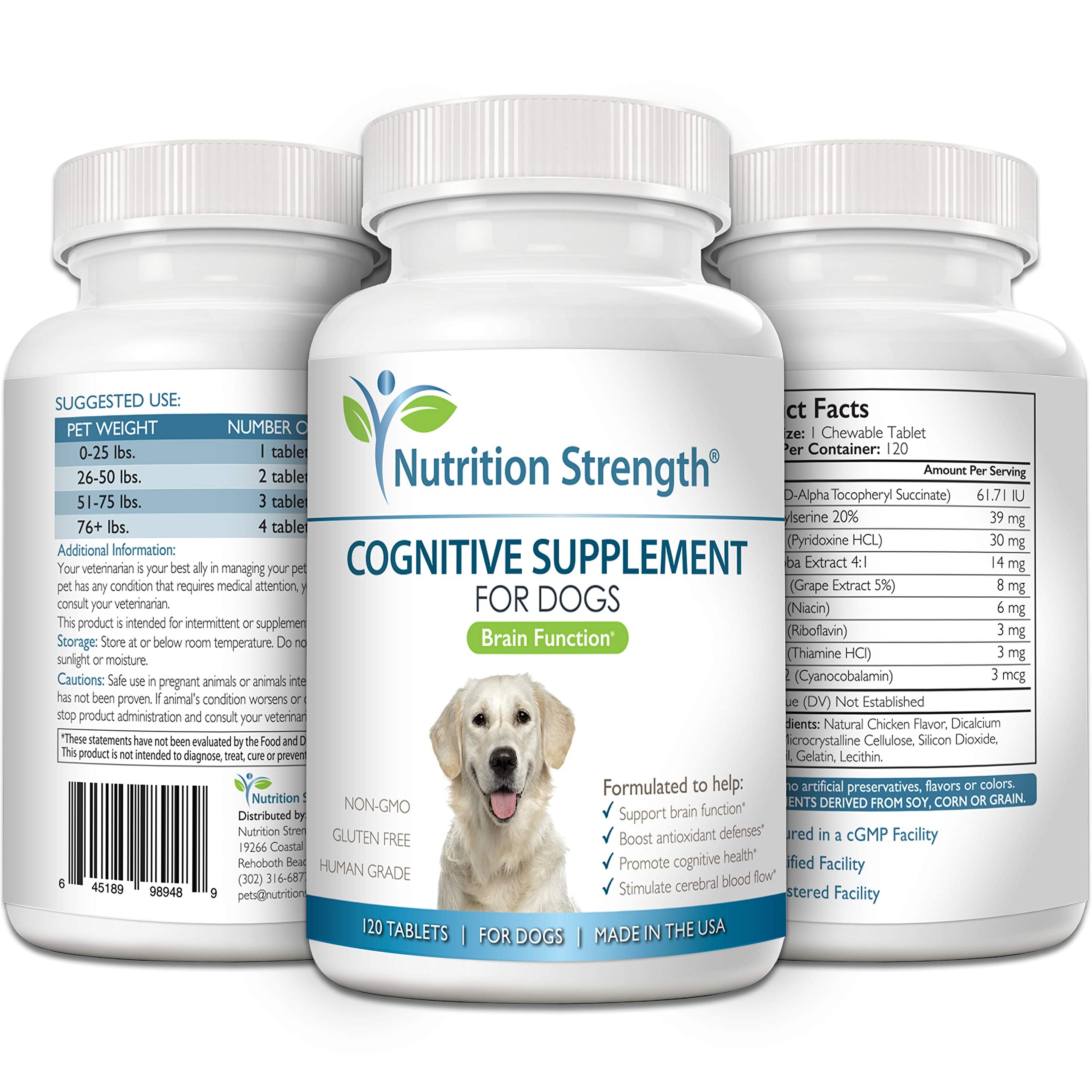 Nutrition Strength packaging-front for canines communicates quality and trusted cognitive support