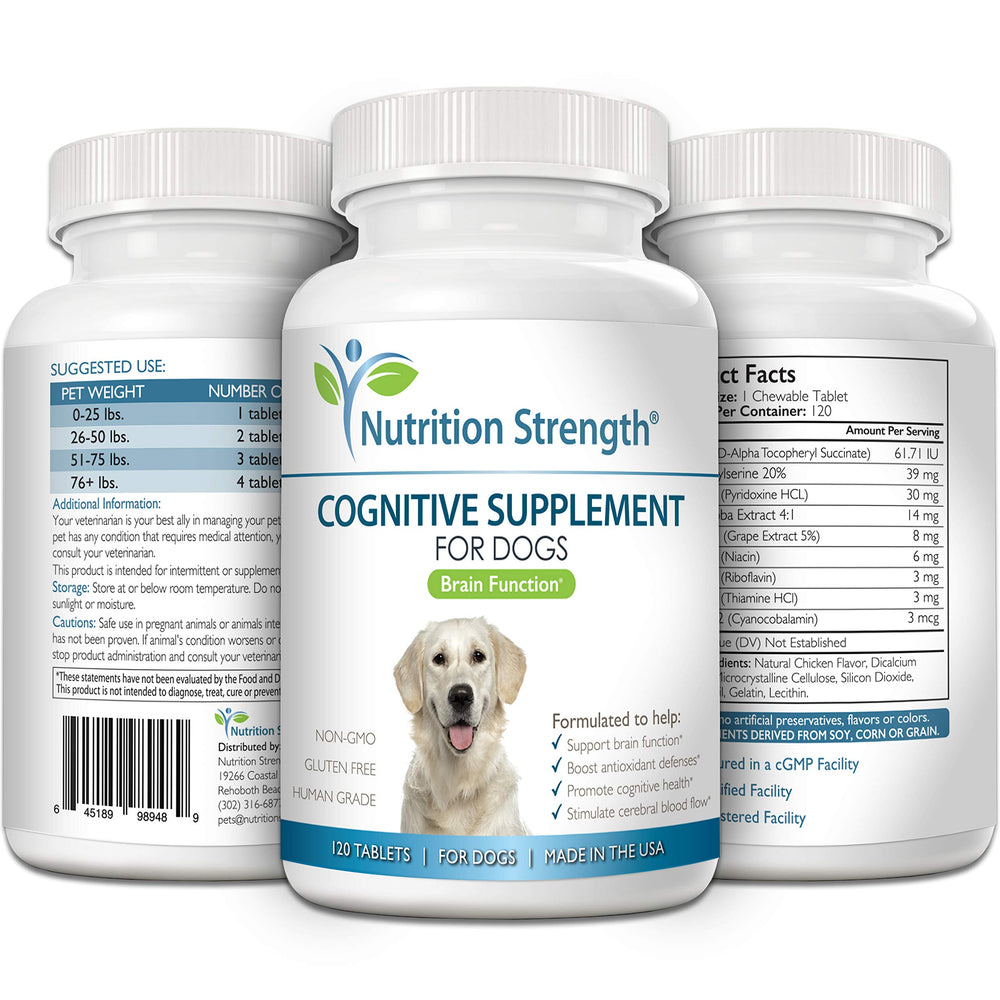 Nutrition Strength packaging-front for canines communicates quality and trusted cognitive support