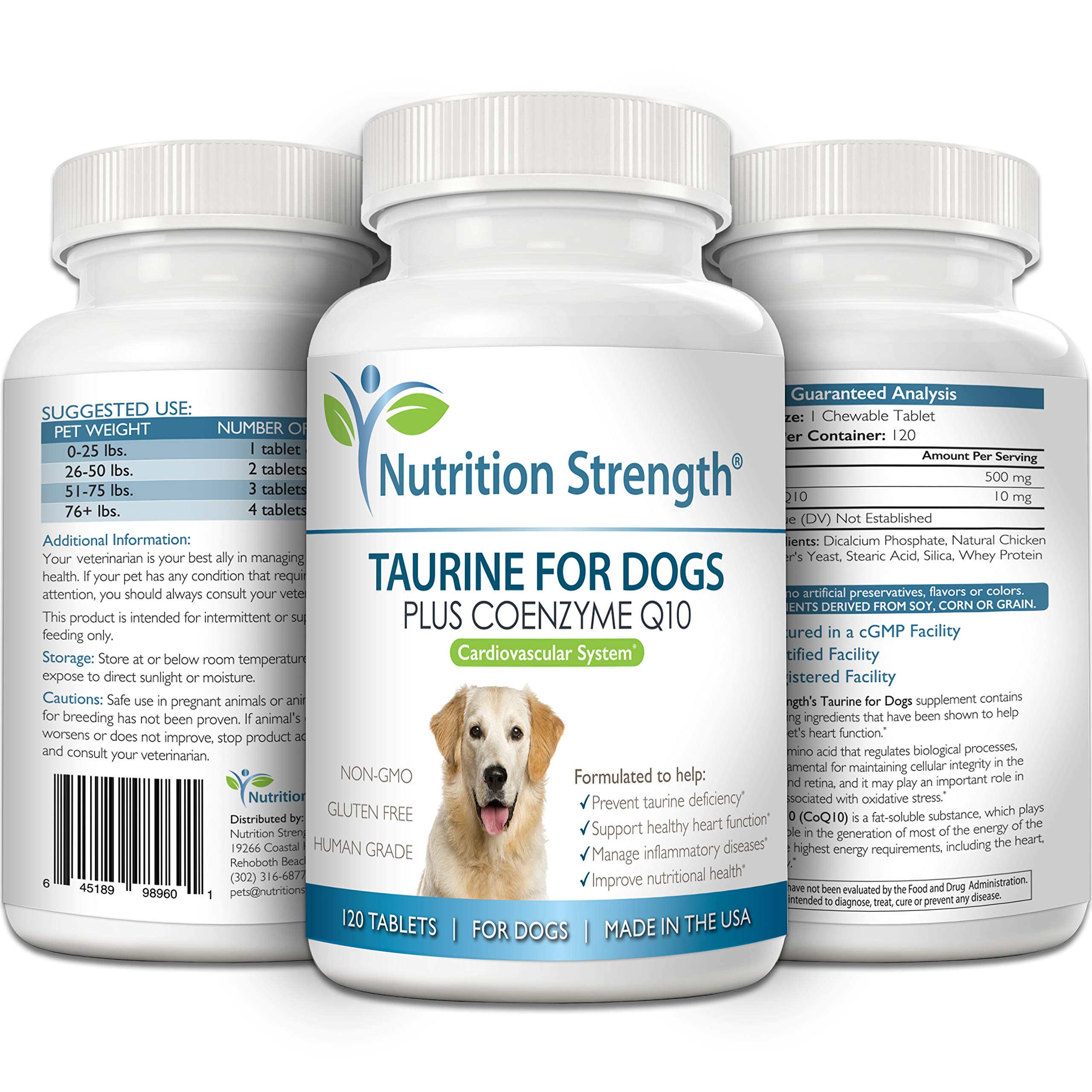 Nutrition Strength Taurine for Dogs dosing area shows easy administration.