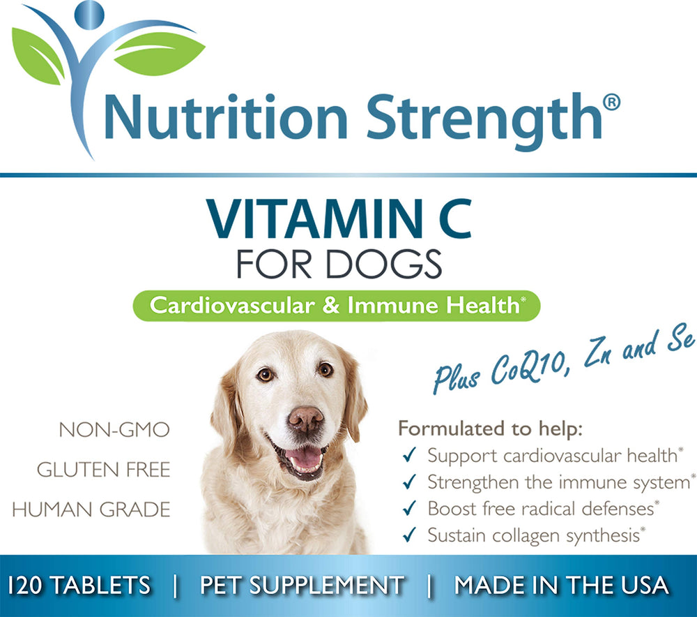 Nutrition Strength vitamin C for dogs tablets natural ingredients label signals quality