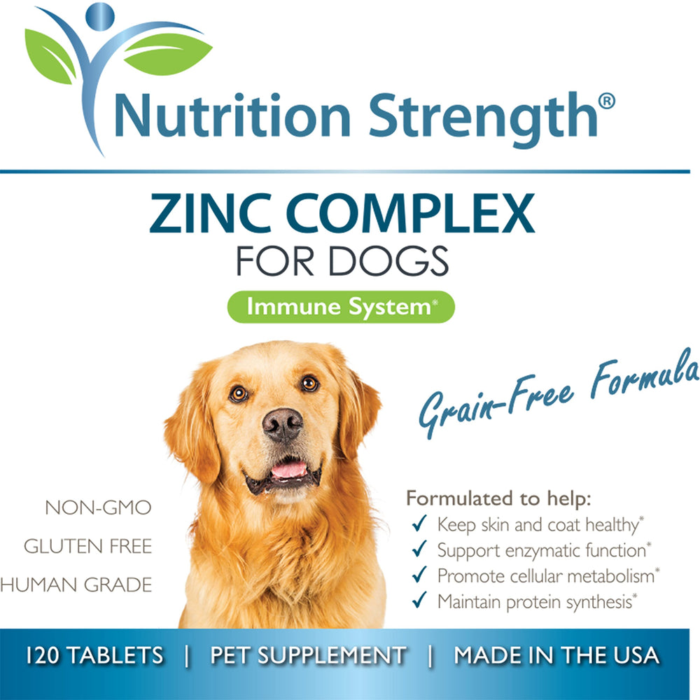 Nutrition Strength zinc for dogs chewable tablets for easy daily supplementation.