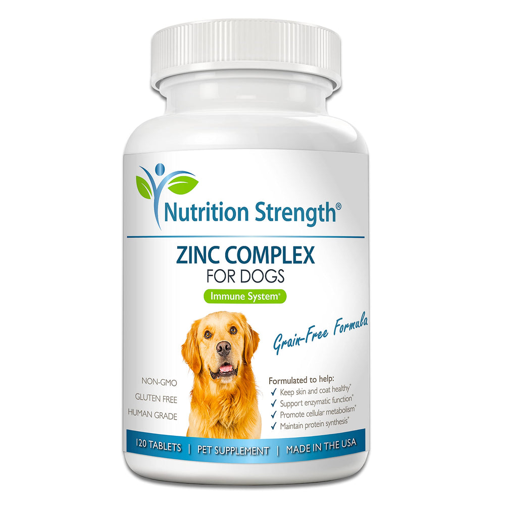 Nutrition Strength zinc for dogs coat health promoting shine and resilience.