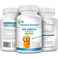 Nutrition Strength zinc for dogs skin moisture maintaining elasticity and comfort.