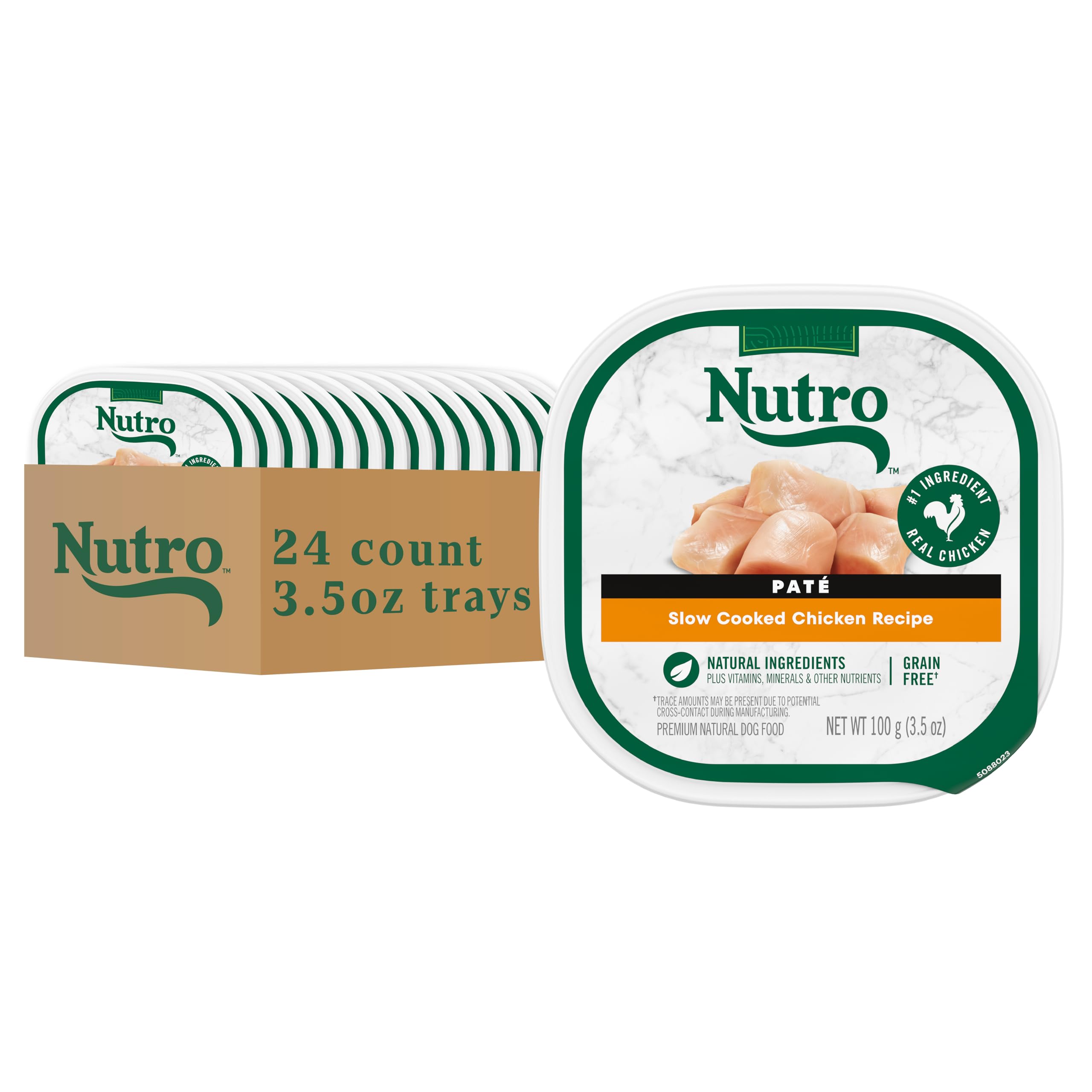Nutro adult wet dog food pate chicken tray close-up, 3.5 oz.