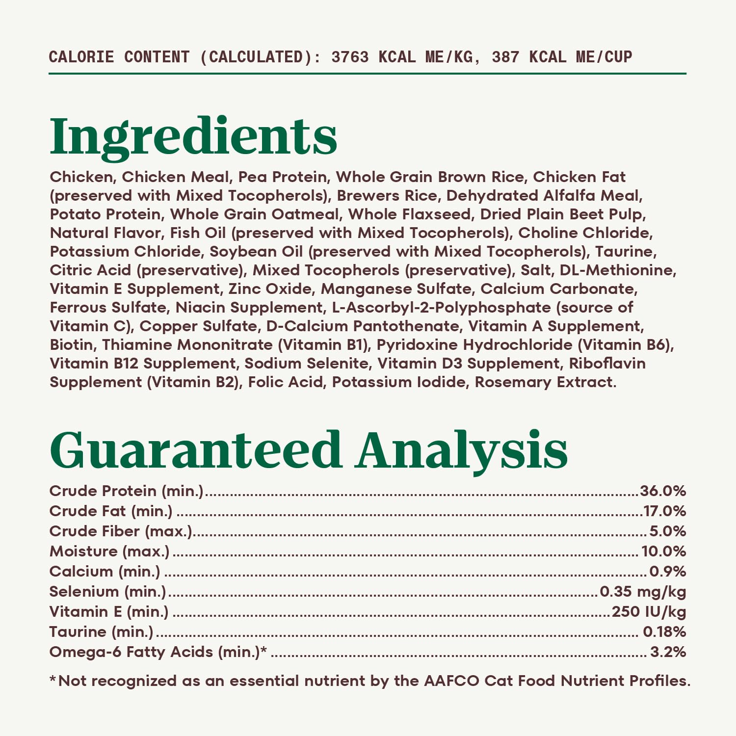Antioxidants in Nutro senior cat food including Vitamin E and Selenium
