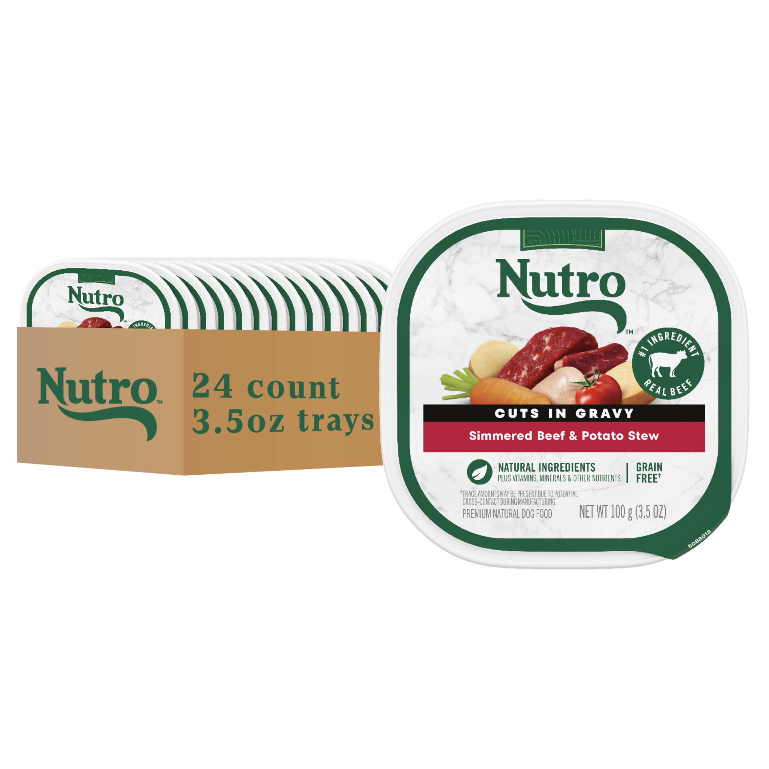 Nutro beef-potato-stew-tray with tender beef chunks in gravy for daily meals