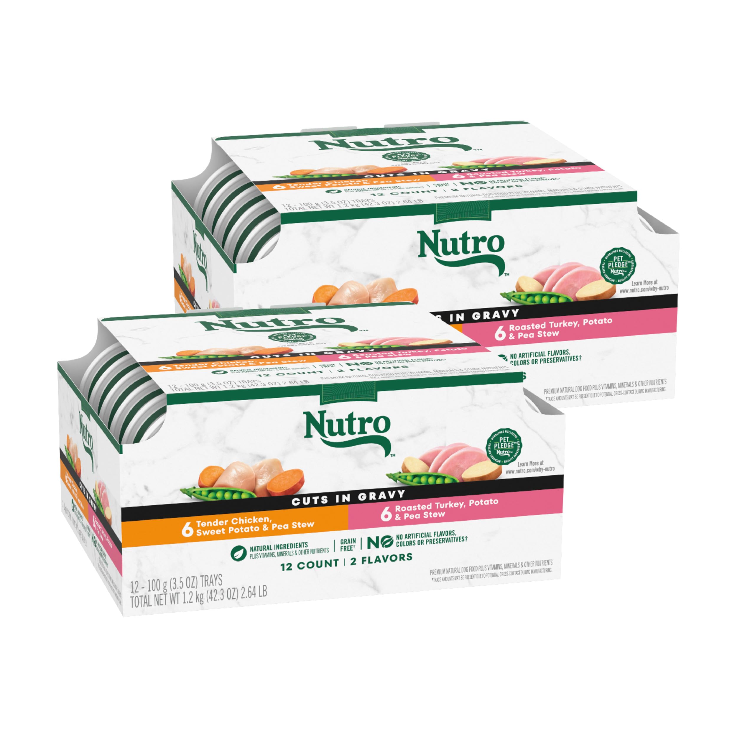 Nutro Natural Choice Cuts in Gravy tender chicken with sweet potato and peas, delicious daily meal