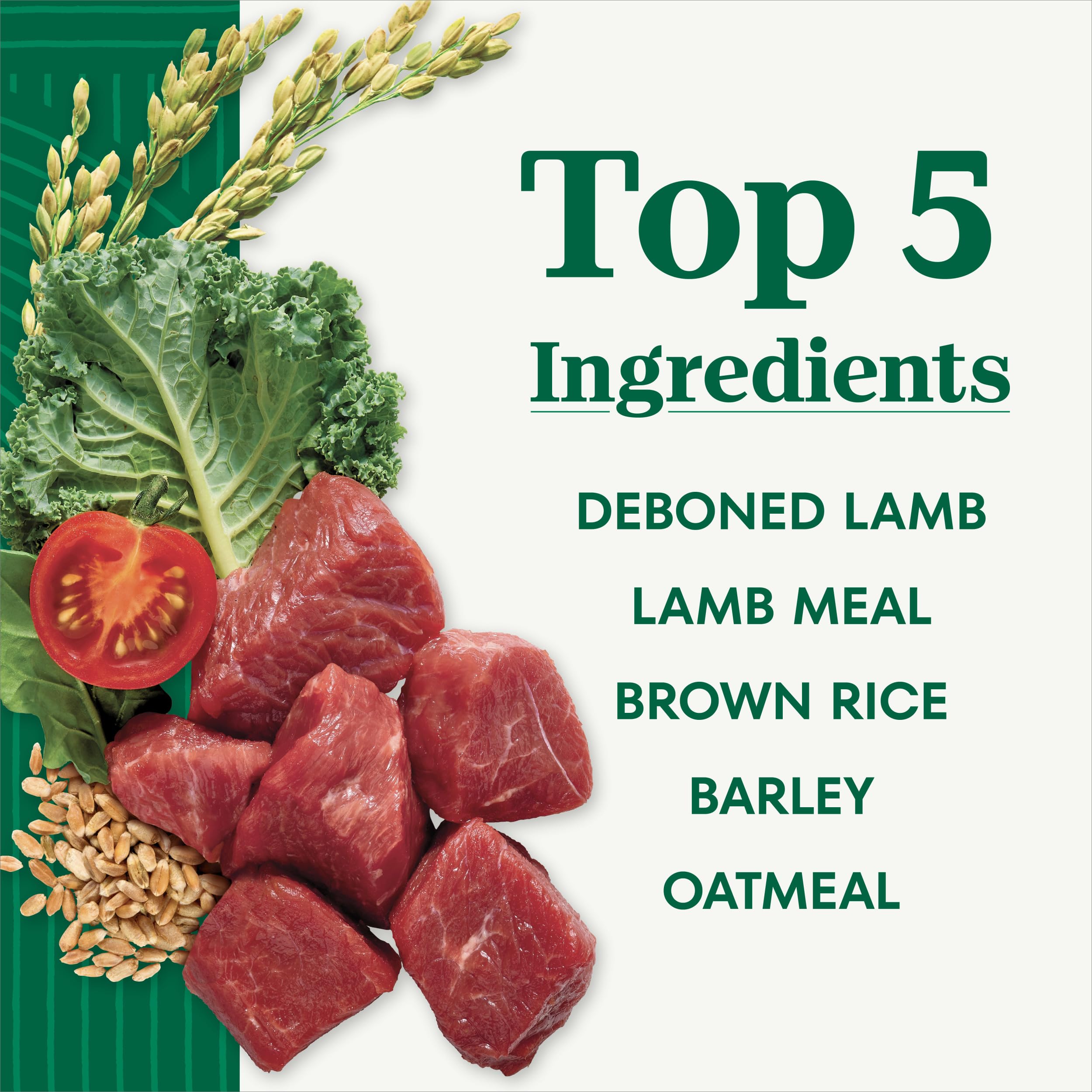 Nutro Natural Choice Lamb Brown Rice ingredients label close-up featuring real lamb.