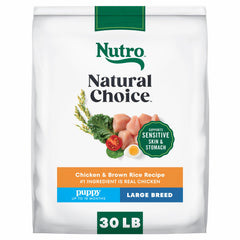 Nutro Natural Choice large-breed puppy dry chicken brown rice bag promotes steady growth and vitality.