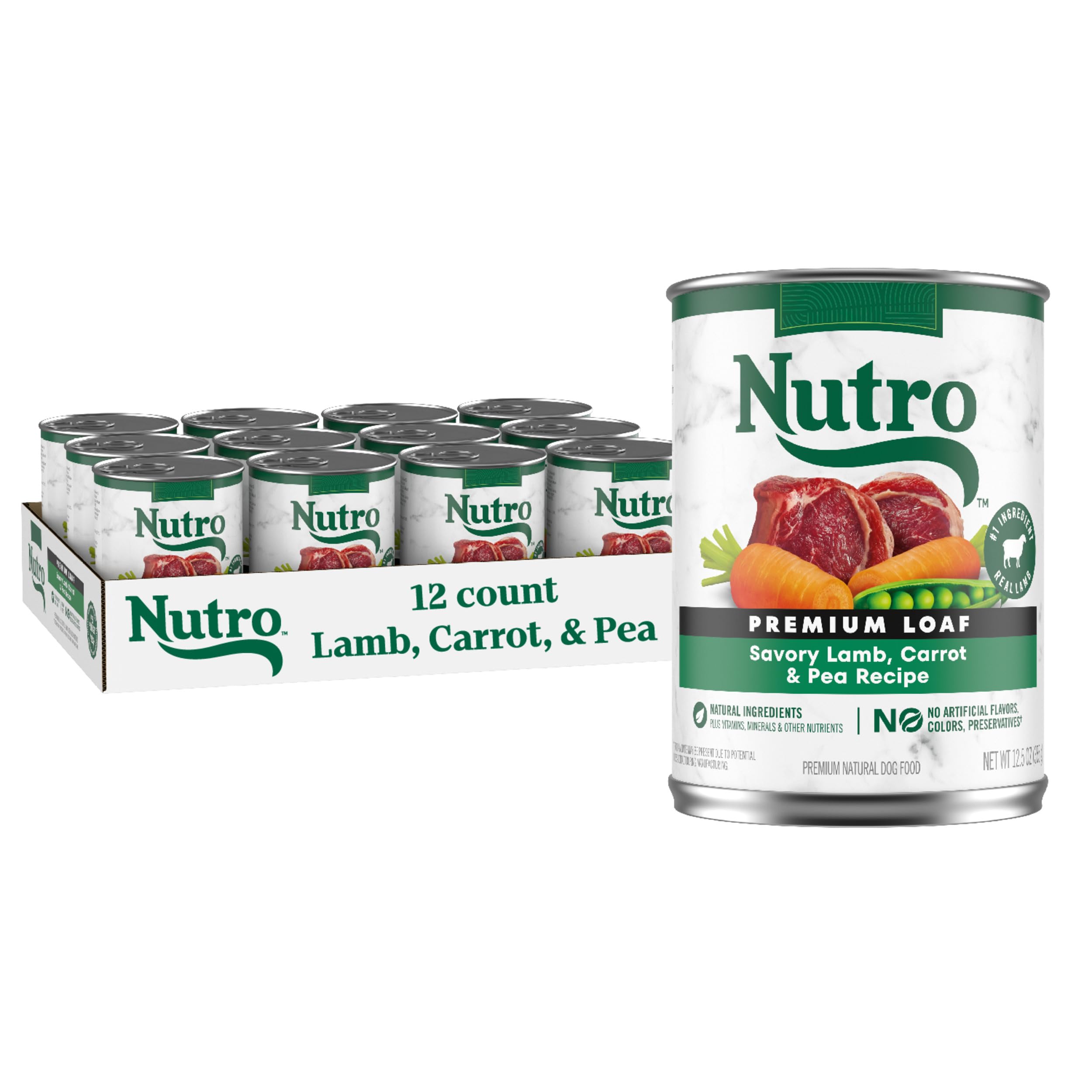 Nutro Natural Choice Lamb Loaf cans, 12-pack, ideal for adult dogs