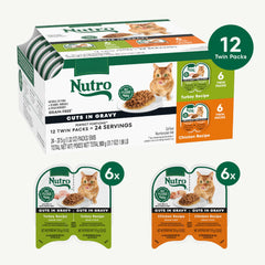 Nutro Perfect Portions chicken cuts in gravy tray, savory flavor and moisture.
