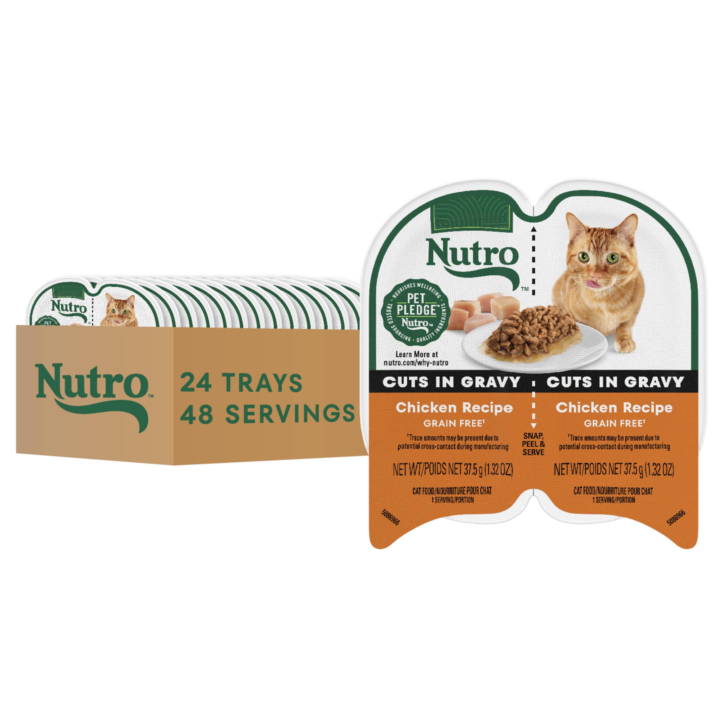 Nutro Perfect Portions cuts in gravy chicken tray closeup showing moist texture for hydration