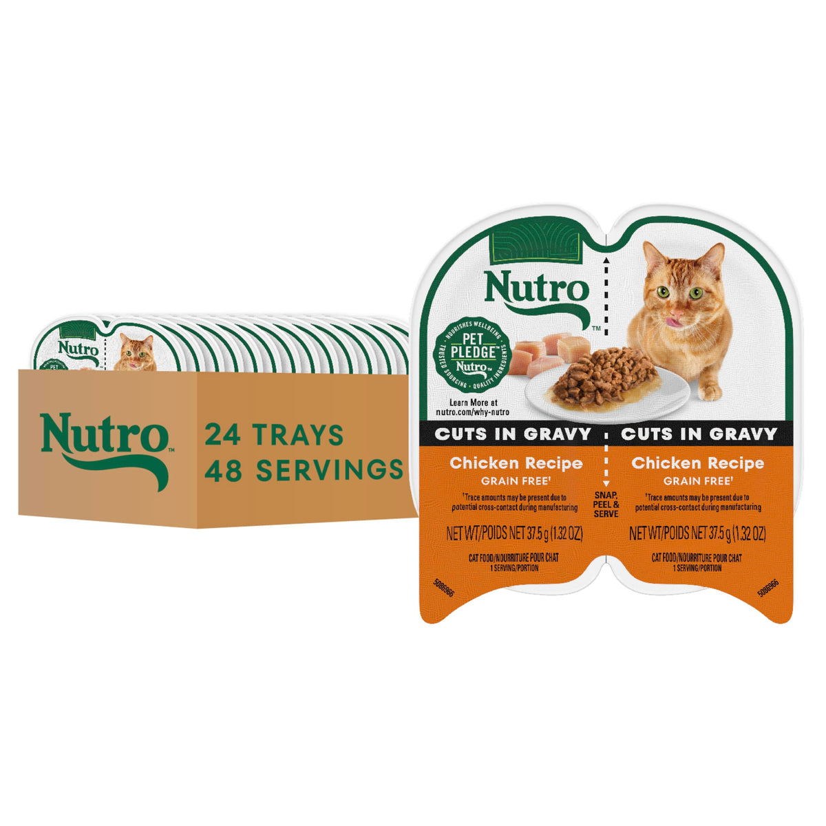 Nutro Perfect Portions cuts in gravy chicken tray closeup showing moist texture for hydration