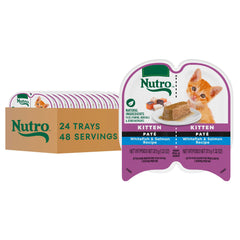 Nutro Perfect Portions kitten trays with whitefish and salmon for balanced meals.