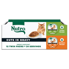 Nutro Perfect Portions turkey cuts in gravy tray, protein-first ingredients for daily meals.