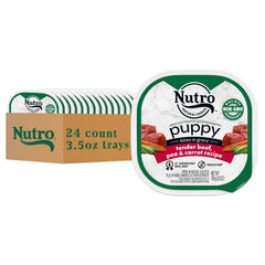 Nutro Puppy Beef Bites in Gravy in a bowl, appealing meal for puppies.