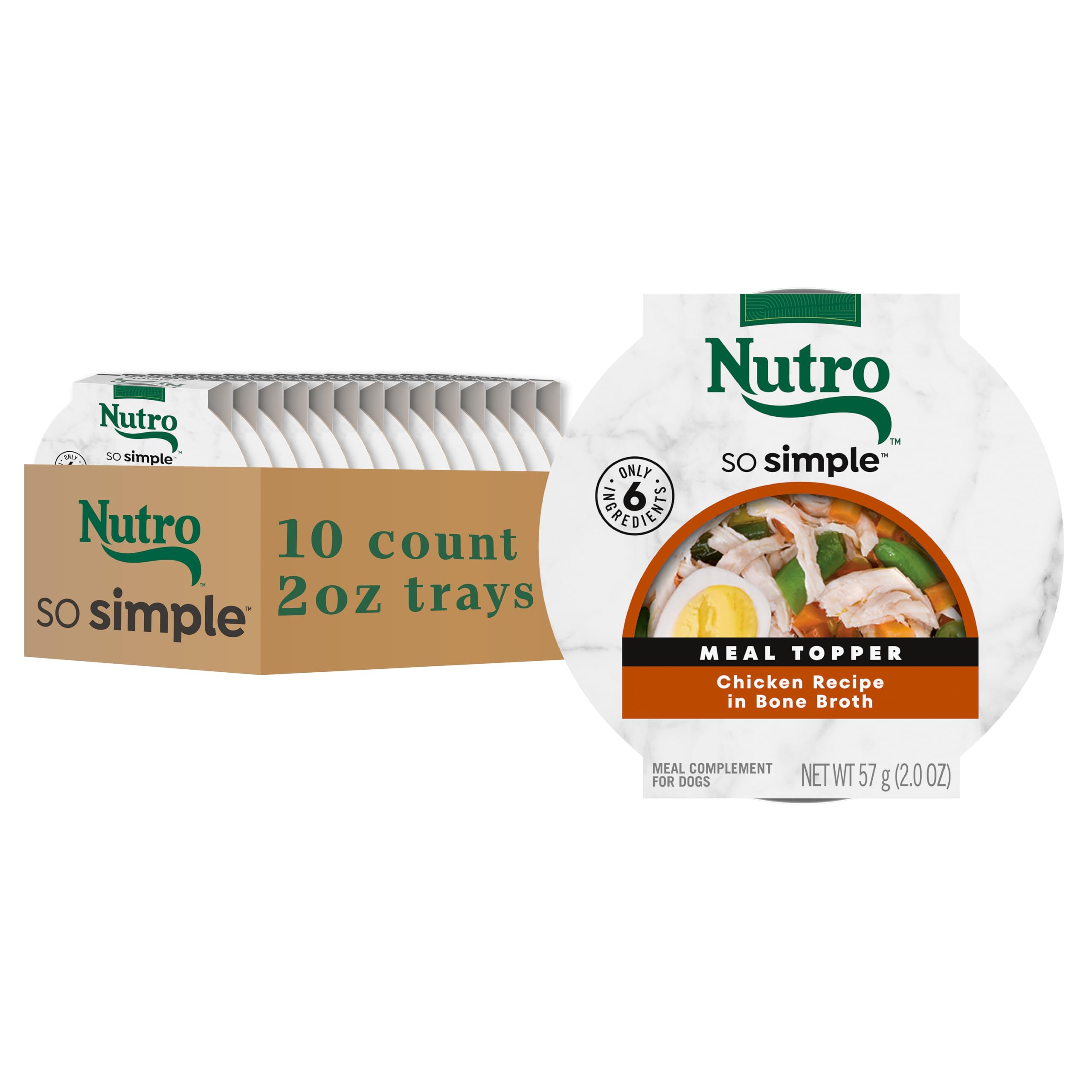 Nutro So Simple chicken bone-broth tray ready to top kibble.