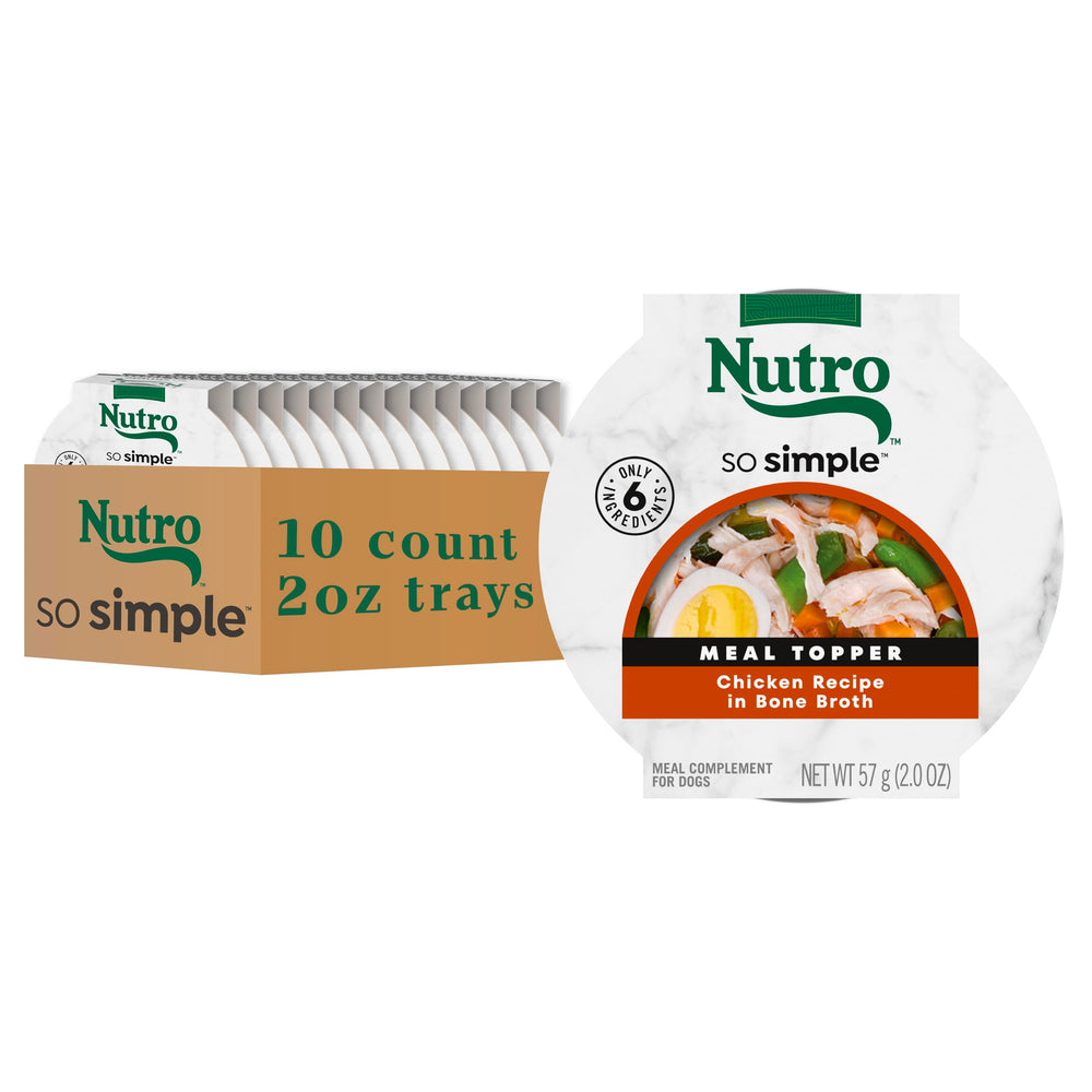 Nutro So Simple chicken bone-broth tray ready to top kibble.