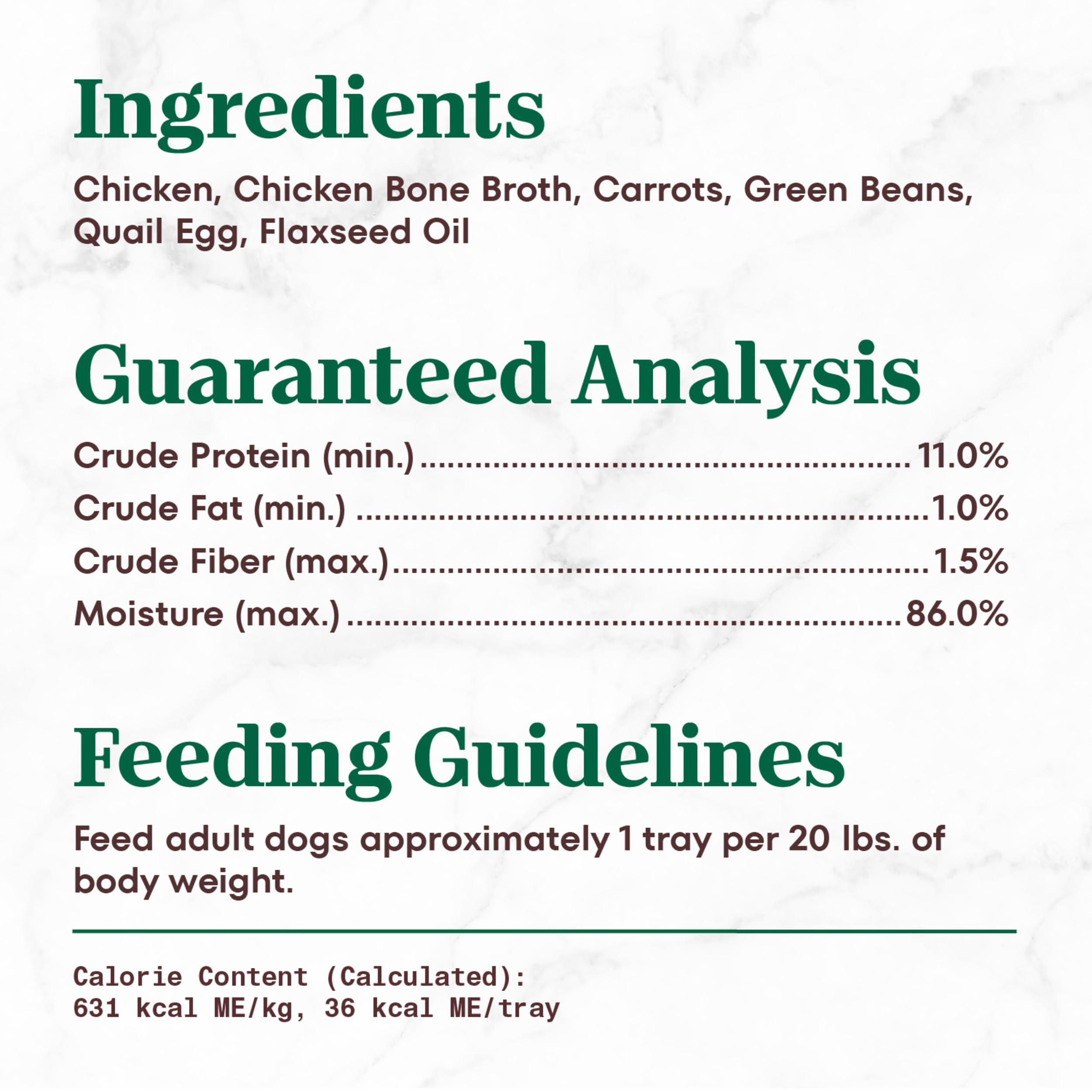 Nutro So Simple natural ingredients tray for simple nutrition.
