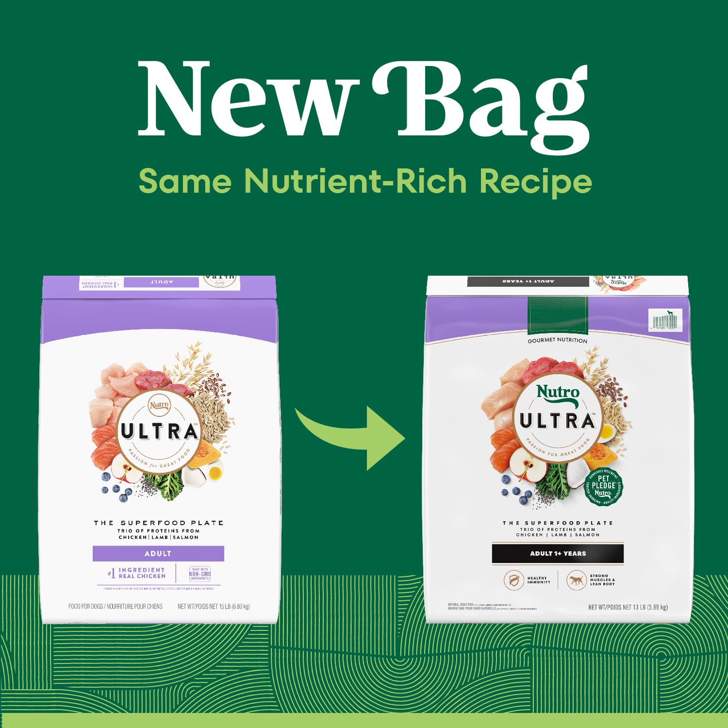 Nutro Ultra kibble close-up showing texture for lean muscle support