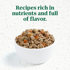 Nutro Ultra Senior Wet Dog Food triple-protein pate tray packaging close-up.