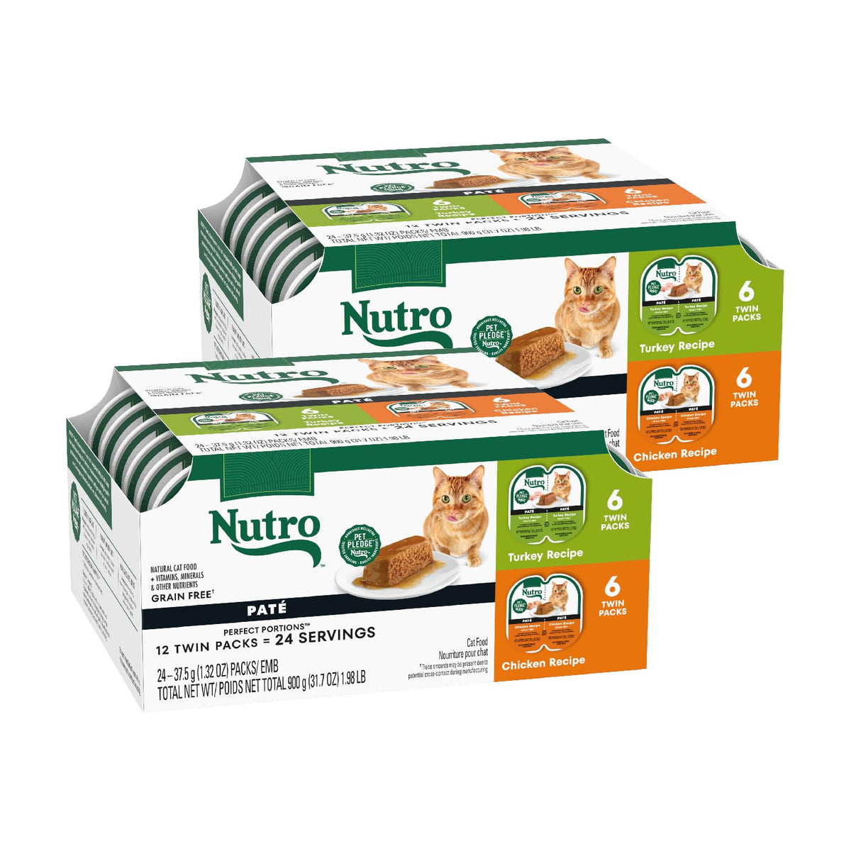 Nutro Wet Cat Food Pate Turkey Recipe Tray shown for adult cats with protein-first nutrition