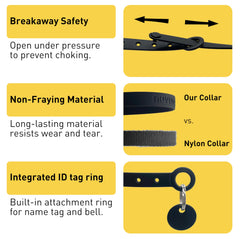 Non-fraying, scratch-resistant material helps Nuvuq collars endure daily adventures for active cats.