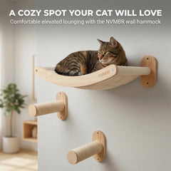 NVMBR cat wall shelf hammock front bar keeps fabric secure during use