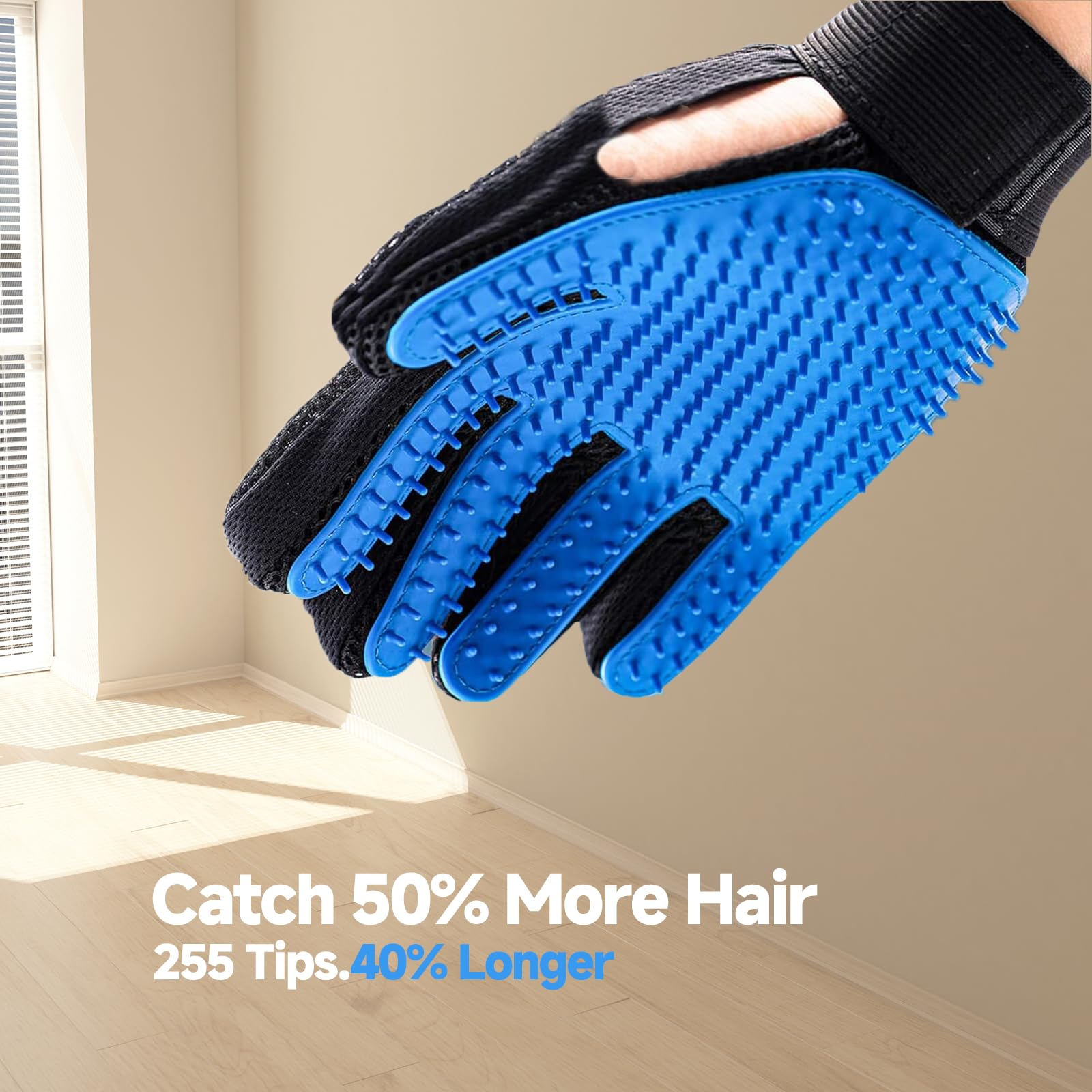 NVNAN car seat and sofa hair removal glove in use.