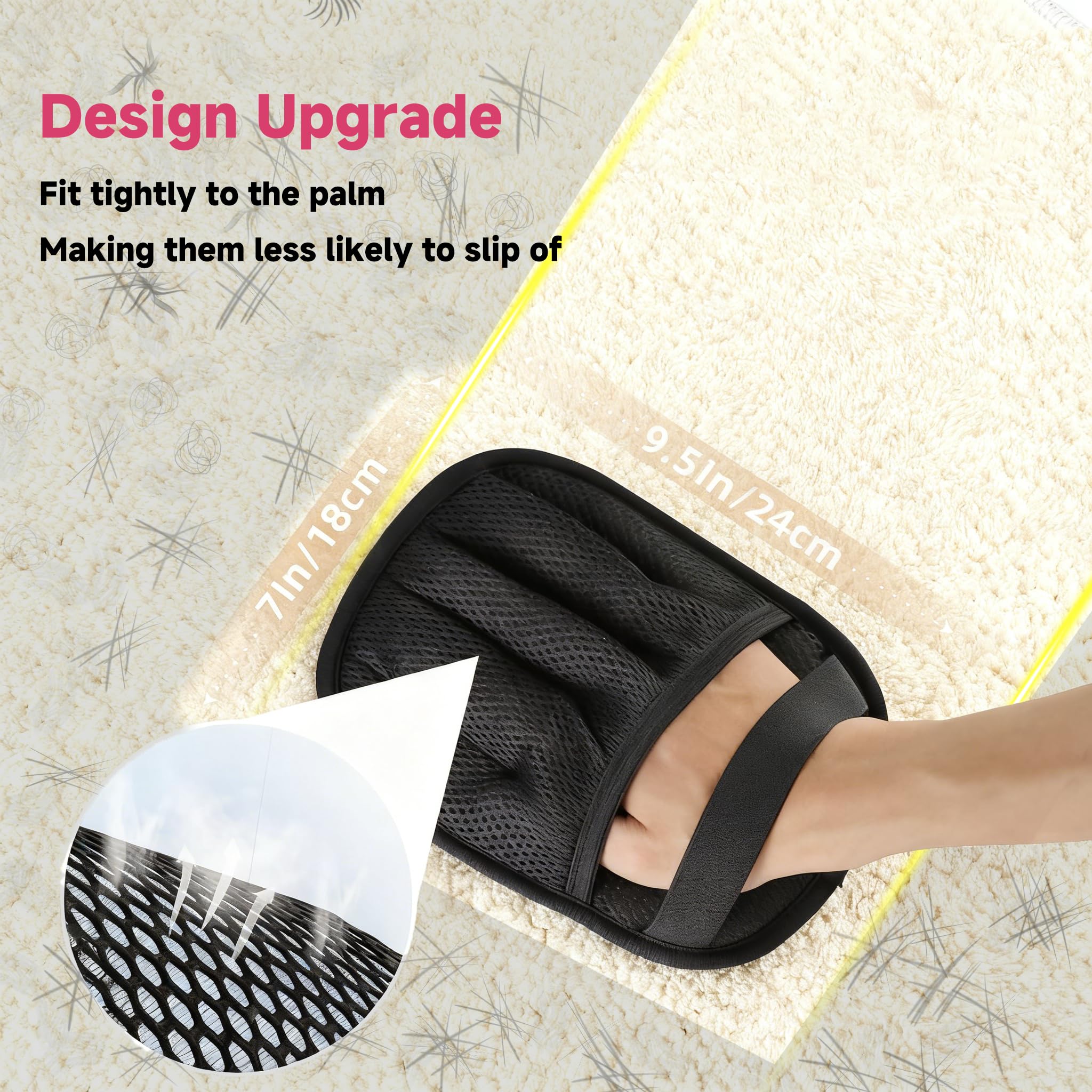 NVNAN grooming glove with silicone nodules in action for gentle fur removal.