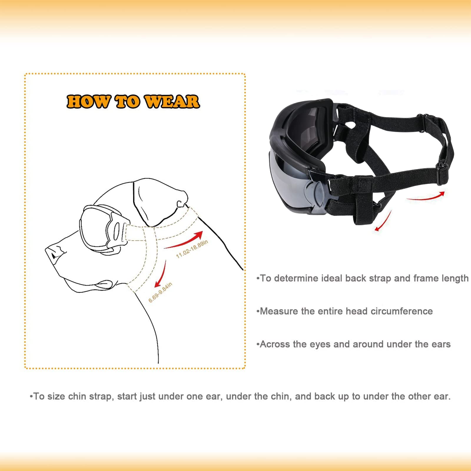 NVTED adjustable-strap eyewear secures fit for medium or large dogs