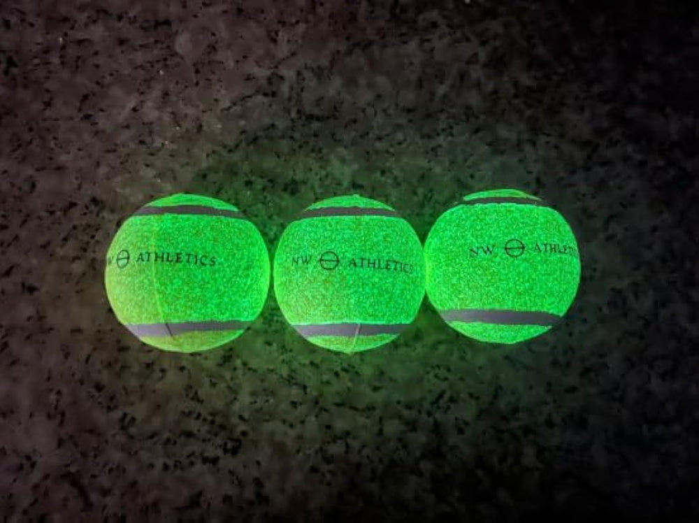 NW Athletics glow-dark tennis balls for small to medium dogs in a 3-pack for nighttime fetch