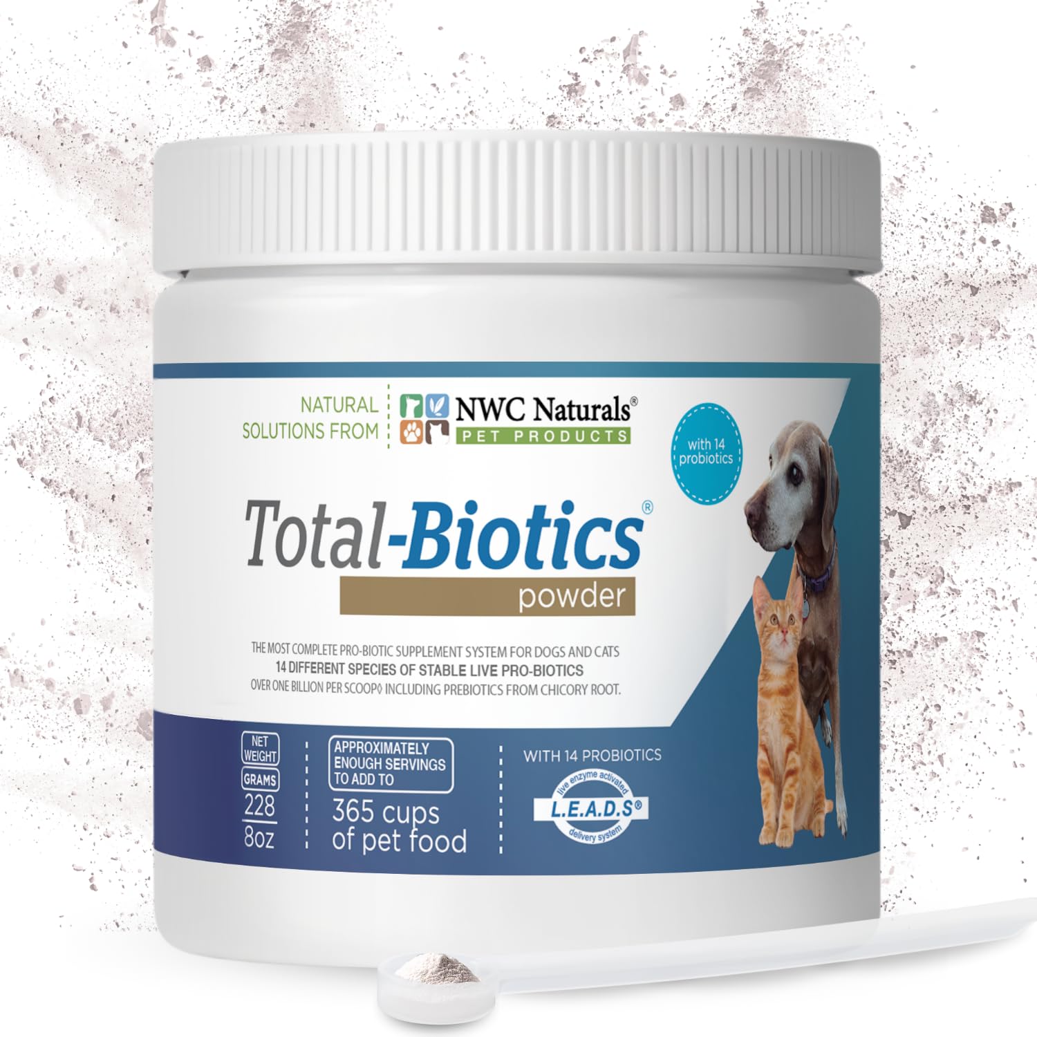 USA-made probiotic powder packaging highlighting quality.