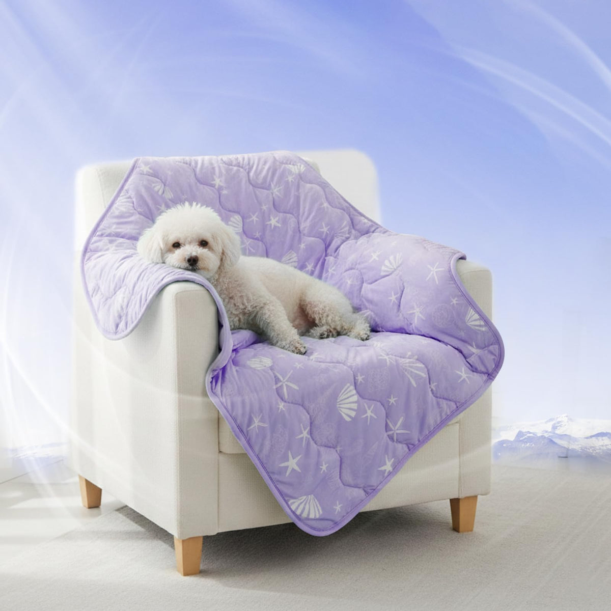 NWK dog cooling blanket with ice silk touch for cooling comfort.