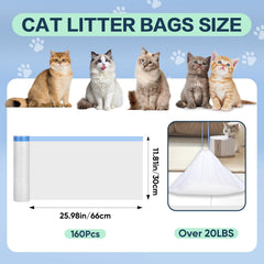 NXPPYY 160-count capacity liners hold more litter, reducing changes.