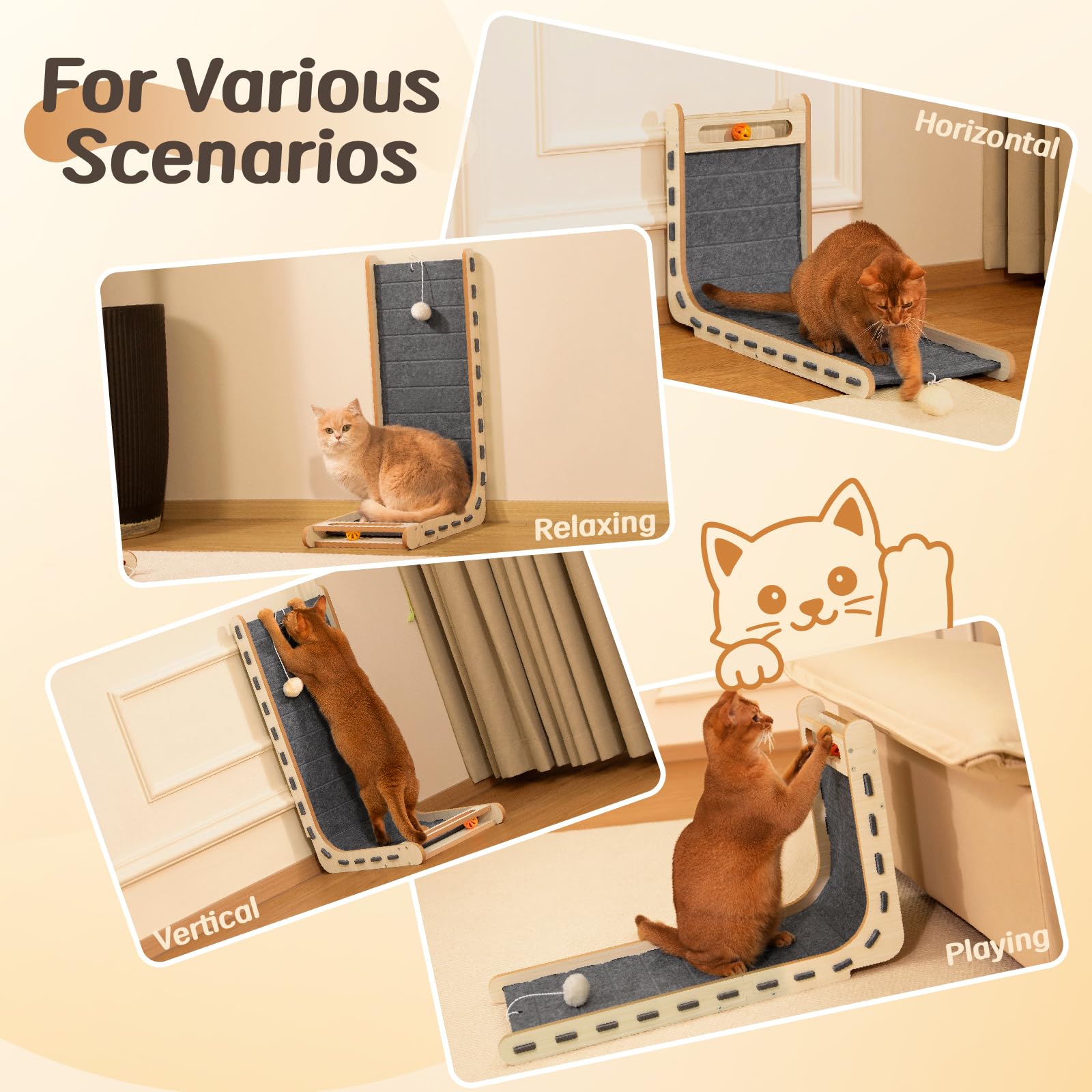 Nxwjoy easy-setup cat scratcher enables fast, stable placement.