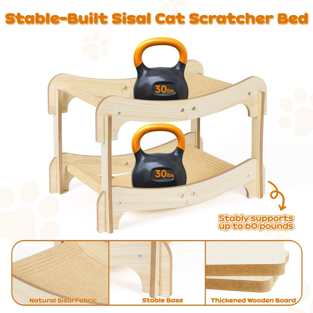 Nxwjoy ergonomic cat scratching bed with curved hammock supports secure, cozy naps.