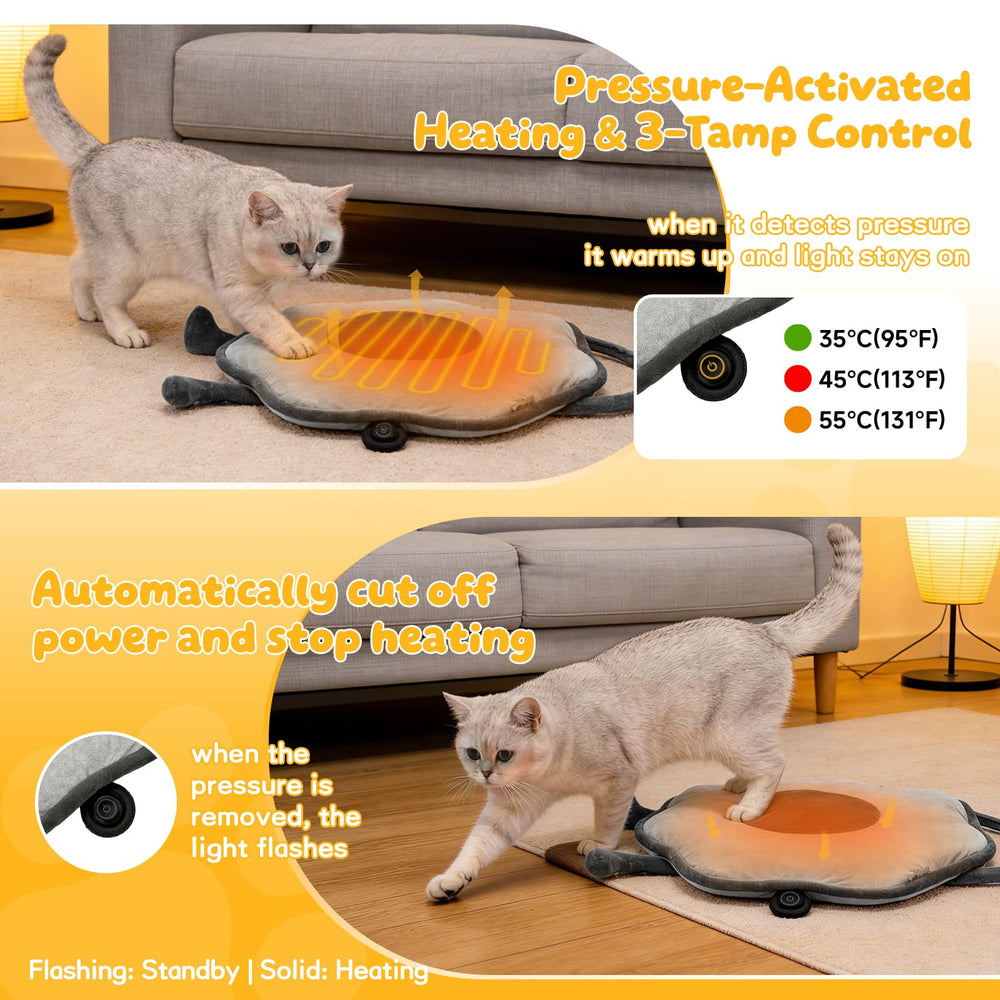 Nxwjoy heated pet bed 22x22 demonstrates rapid warming.