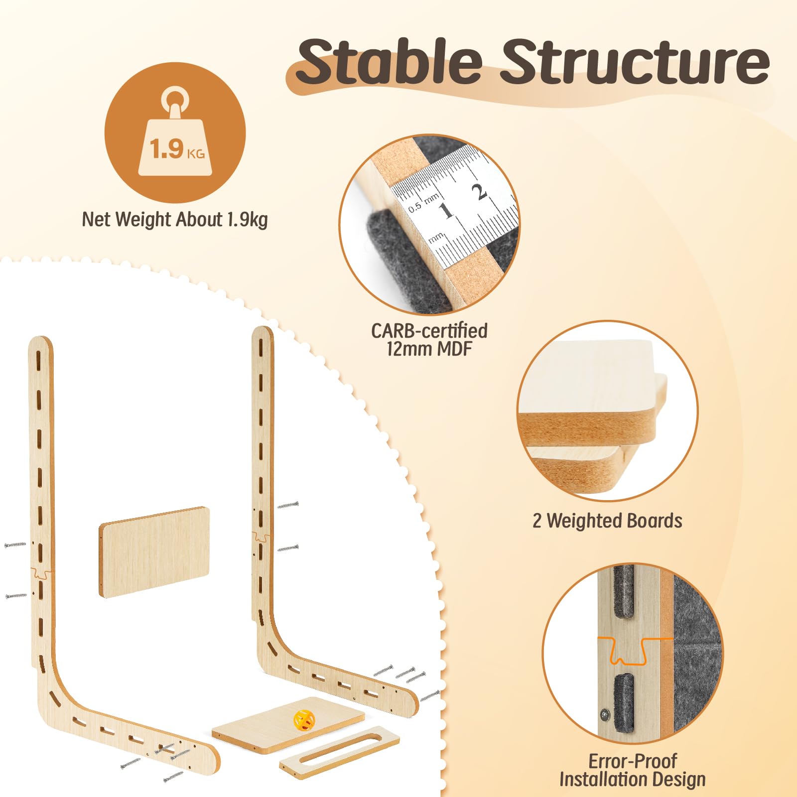Nxwjoy L-shaped scratcher stays stable against walls during play.
