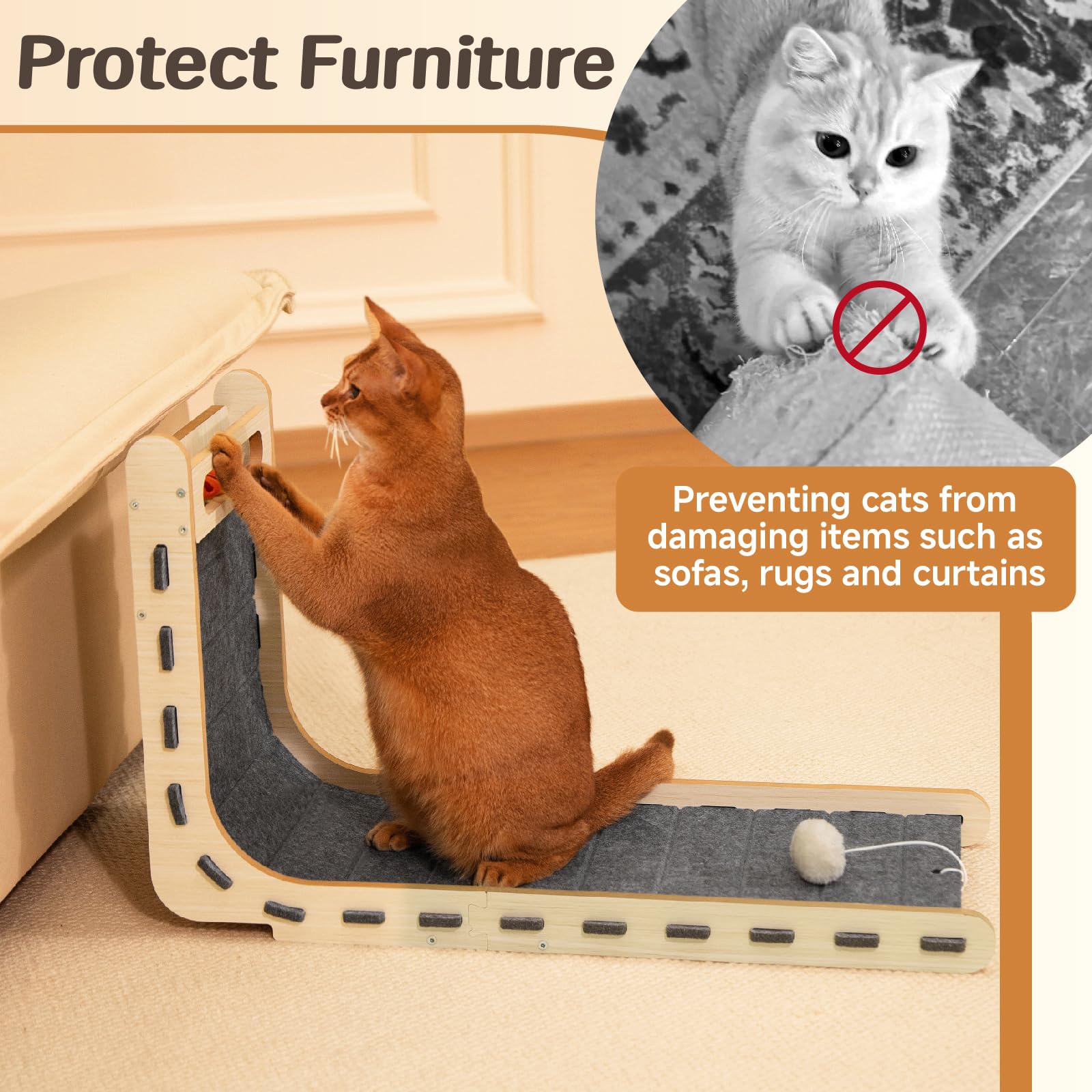 Nxwjoy size 30x42x68 cm scratcher fits rooms and grows with your cat.