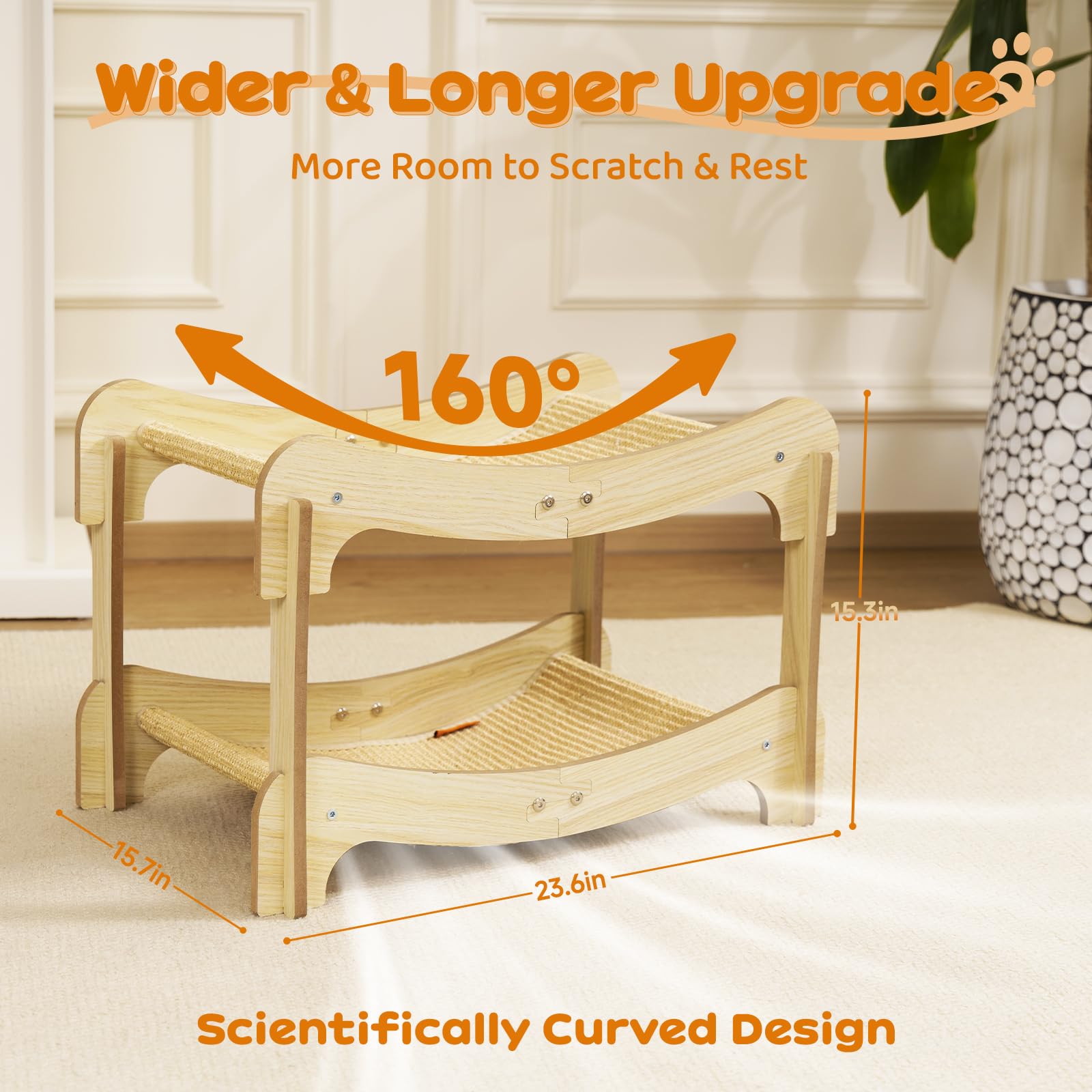 Nxwjoy wood scratch board highlights stable base and safe play for indoor cats.